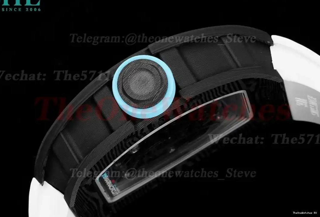 Strap White On Skeleton NTPT Dial Blue BBRF Rubber RM055 Real RMUL2 0417